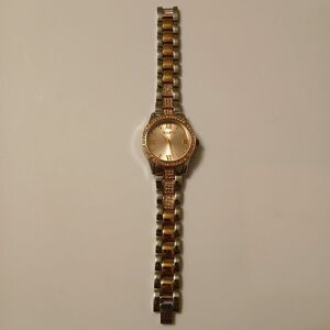 Valletta Rose Gold Silver Tone Rhinestone Accent Elegant Analog Watch Japan Movt